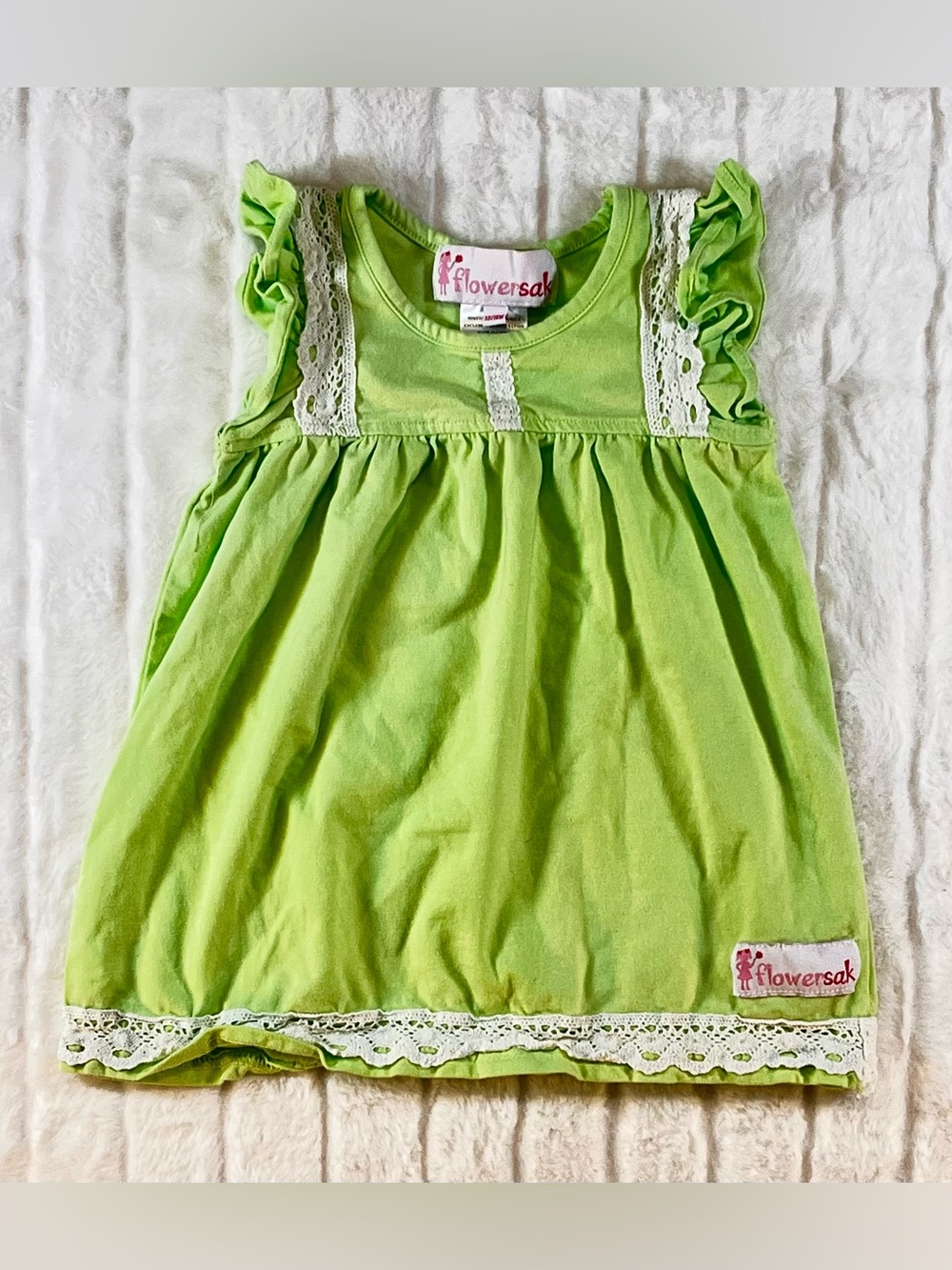 Flowersak Lime Green Ruffle Lace Dress 12-18 Months Baby Girl Boutique NWT